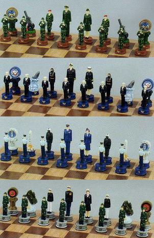 Army, Navy, Air Force and Marine Chess Set
