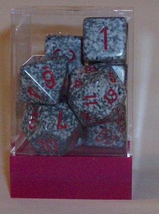 Ten Assorted Granite Elemental Polyhedral Dice in a Box